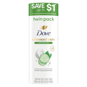 Dove Cool Essentials front packaging showing 72H protection and two sticks for confidence