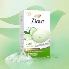 Close-up of Dove bar texture highlighting 1/4 moisturizing cream for hydration