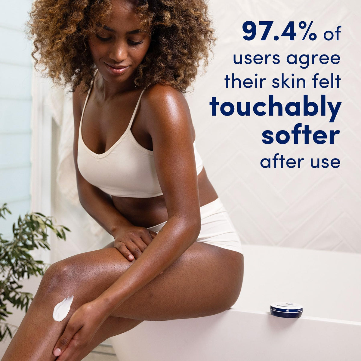 Dove cream being used on elbow and heel to reduce roughness