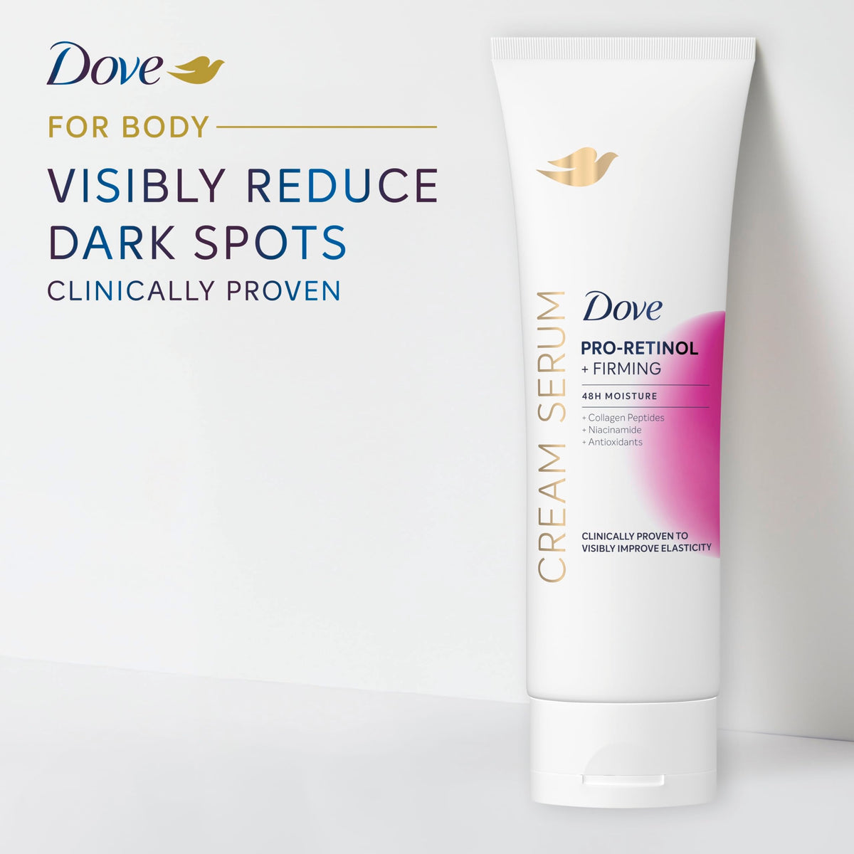 Application on legs demonstrating Dove serums smoothing and plumping effect