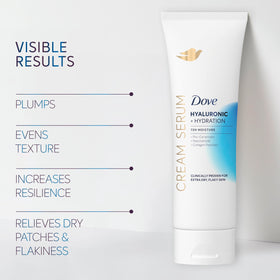Dove cream serum being applied to forearm for quick absorption and smooth skin