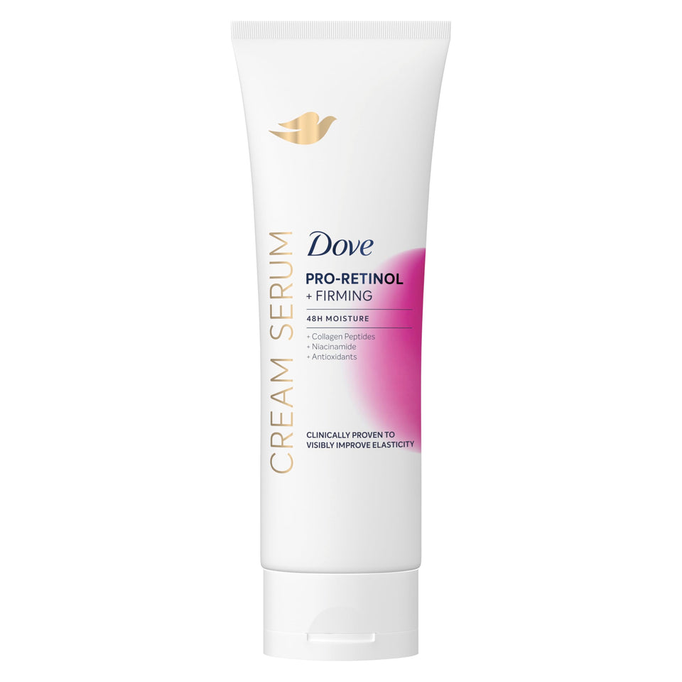 Dove bottle front view showing product branding and firming benefit