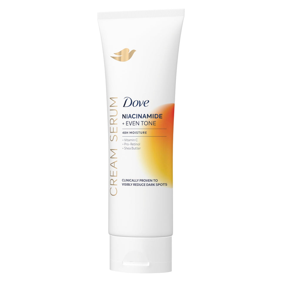 Dove front packaging showing cream serum and benefits