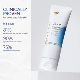 Dove cream serum label close-up showing active ingredients and formulation info