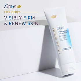 Dove cream serum 8 oz bottle next to everyday objects to show true size