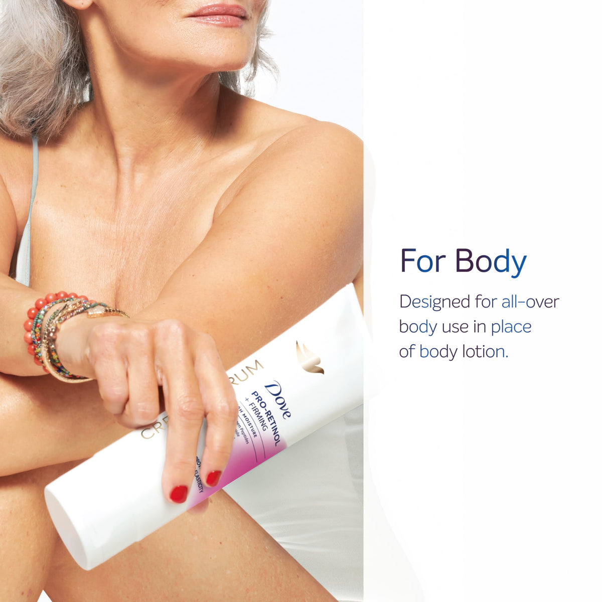 Cream swatch texture from Dove showing lightweight, velvety hydration