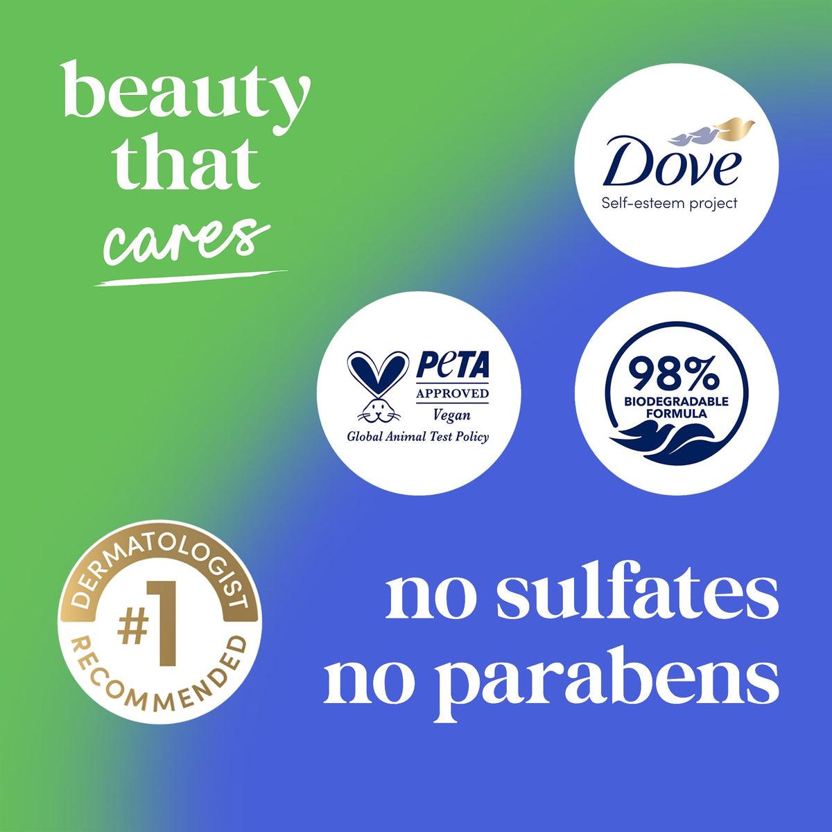 Dove PETA-approved badge confirming cruelty-free benefit