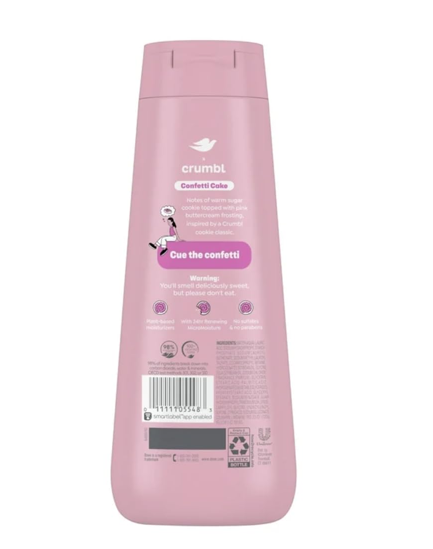 Close-up of Dove x Crumbl pump dispensing lather, showing moisturizing texture benefit