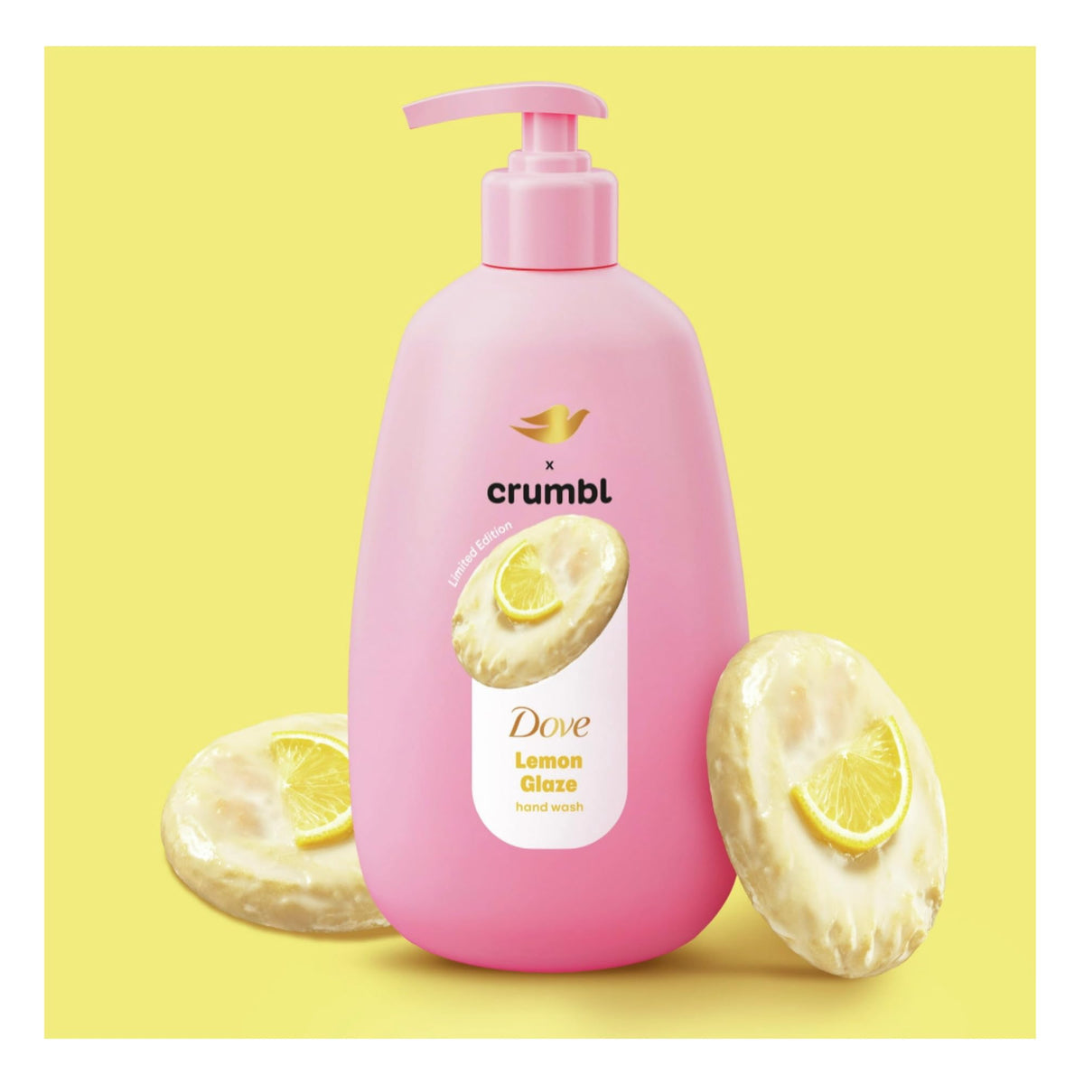 Close-up foam texture from Dove Crumbl hand wash showing gentle moisturizing lather