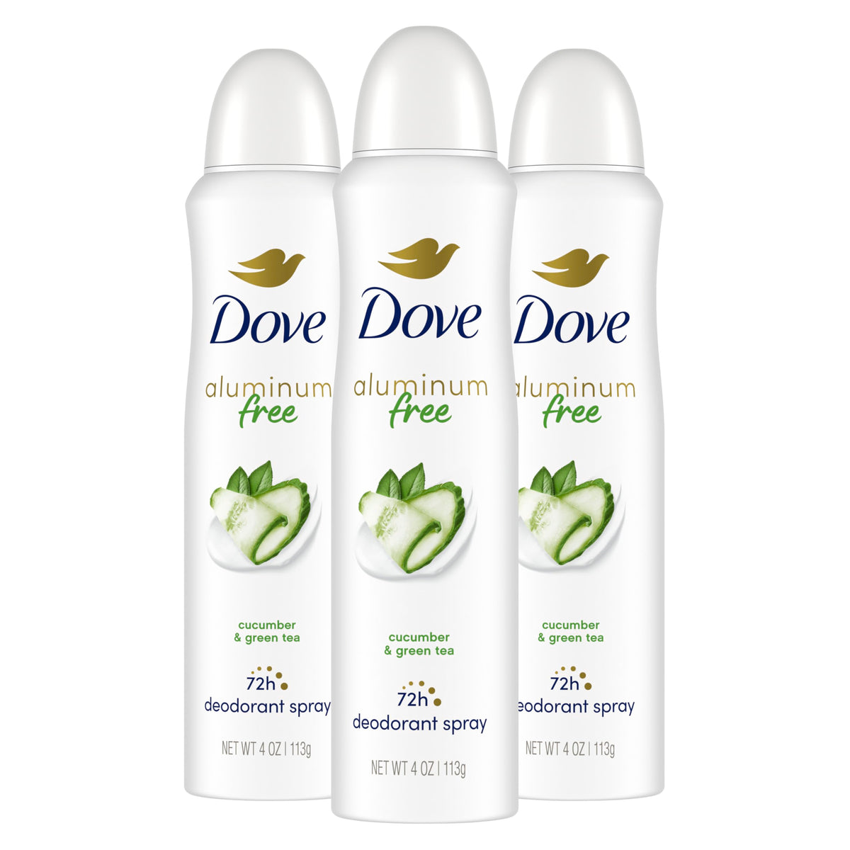 Dove front packaging shows cucumber and green tea fragrance benefits