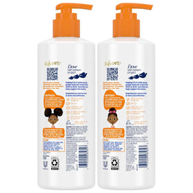 Dove curly kids shampoo bottle close-up highlighting gentle tear-free formula