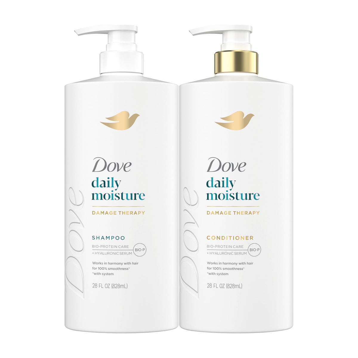Dove front packaging of Daily Moisture Conditioner showing clean bottle, hydration benefit