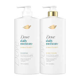 Dove front packaging of Daily Moisture Conditioner showing clean bottle, hydration benefit