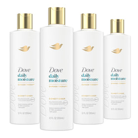 Dove bottle front packaging showing product name and soft-hair benefit