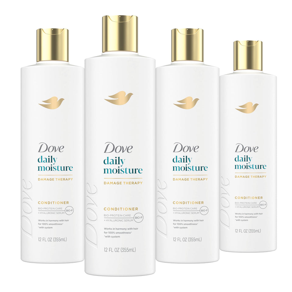 Dove bottle front packaging showing product name and soft-hair benefit
