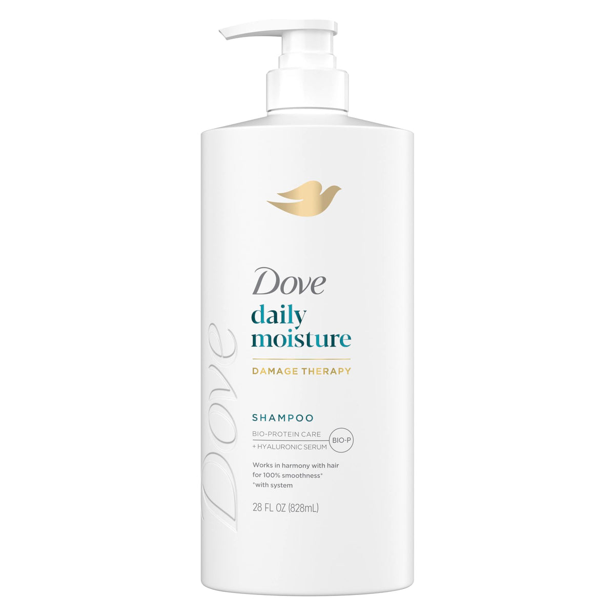 Dove damage therapy front bottle shows product and benefits