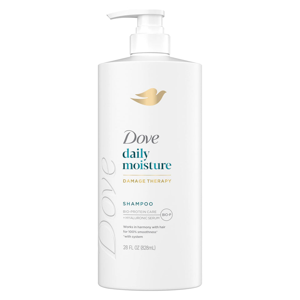 Dove damage therapy front bottle shows product and benefits