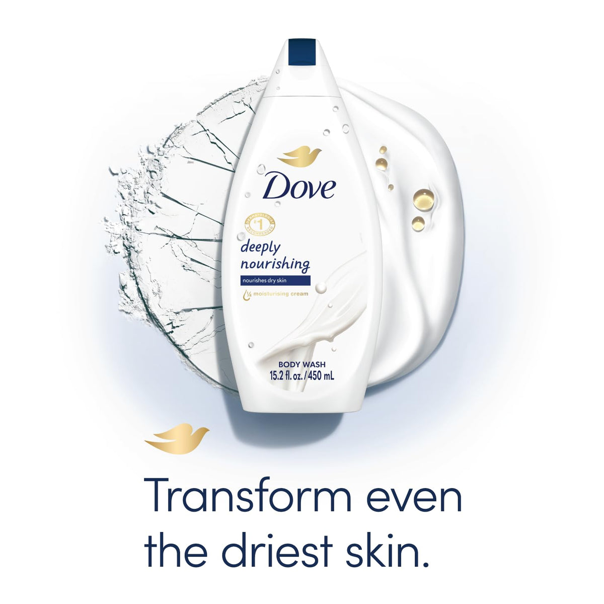 Dove creamy lather texture illustrating gentle cleansing and hydration