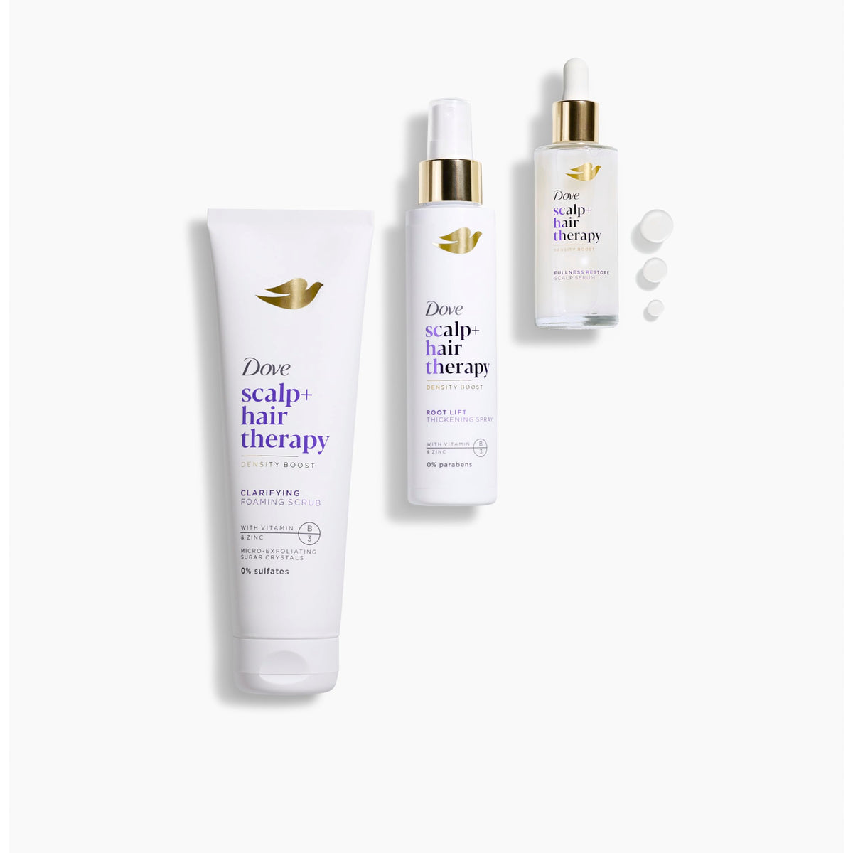 Dove density boost label and claims closeup showing dermatologist-developed and sulfate-free benefit