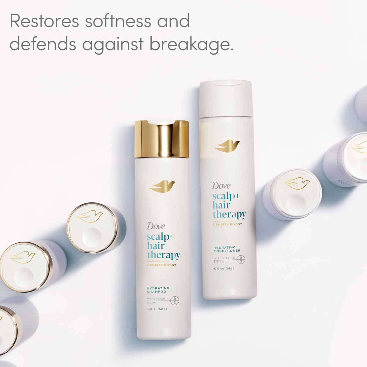 Palm applying Dove conditioner to scalp demonstrating targeted scalp hydration and ease