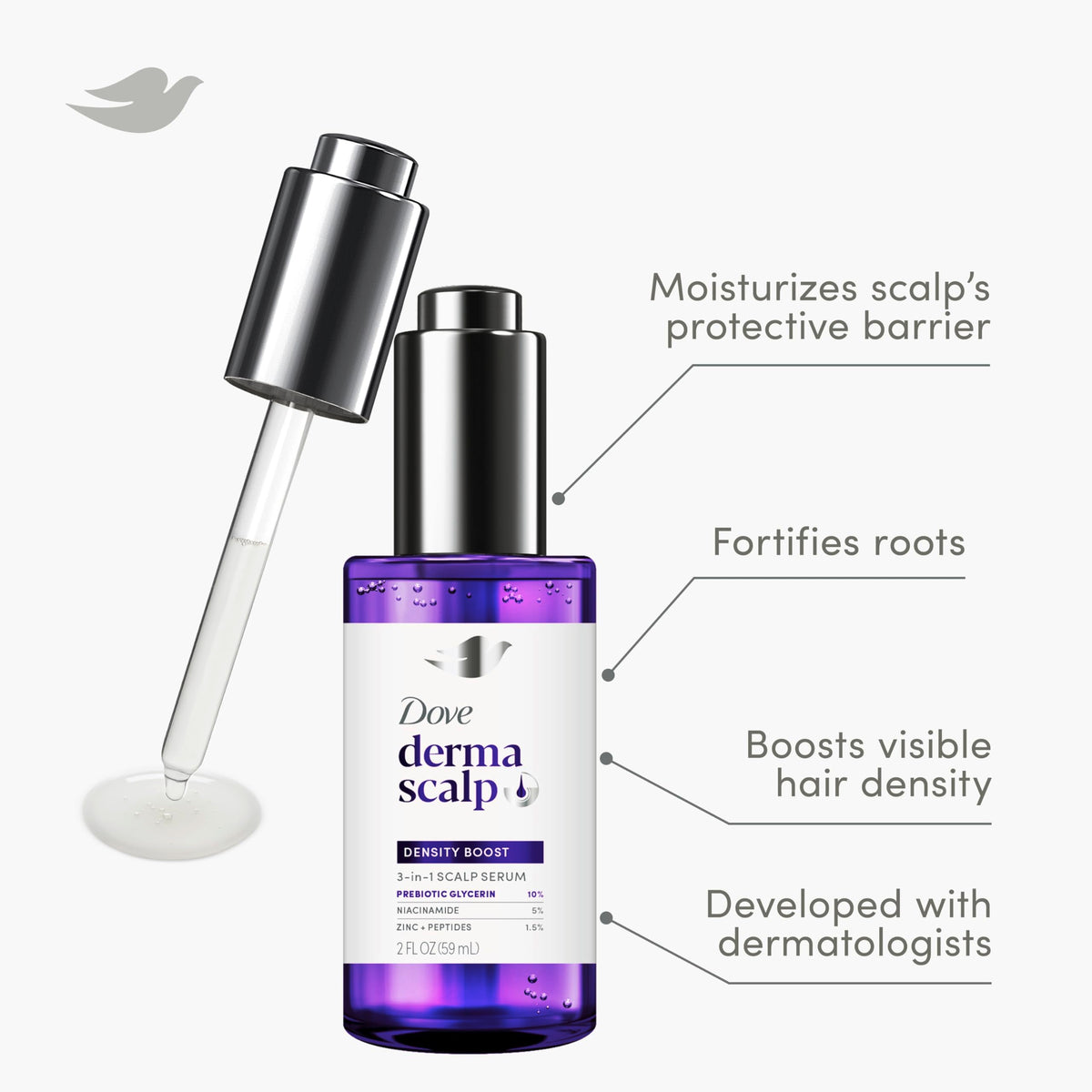 Dove Derma Scalp Density Boost close-up of lightweight serum texture