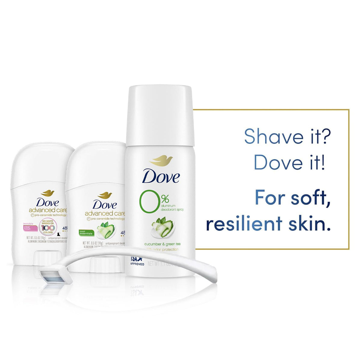 Dove deodorant placed in toiletry bag illustrating easy packing for trips
