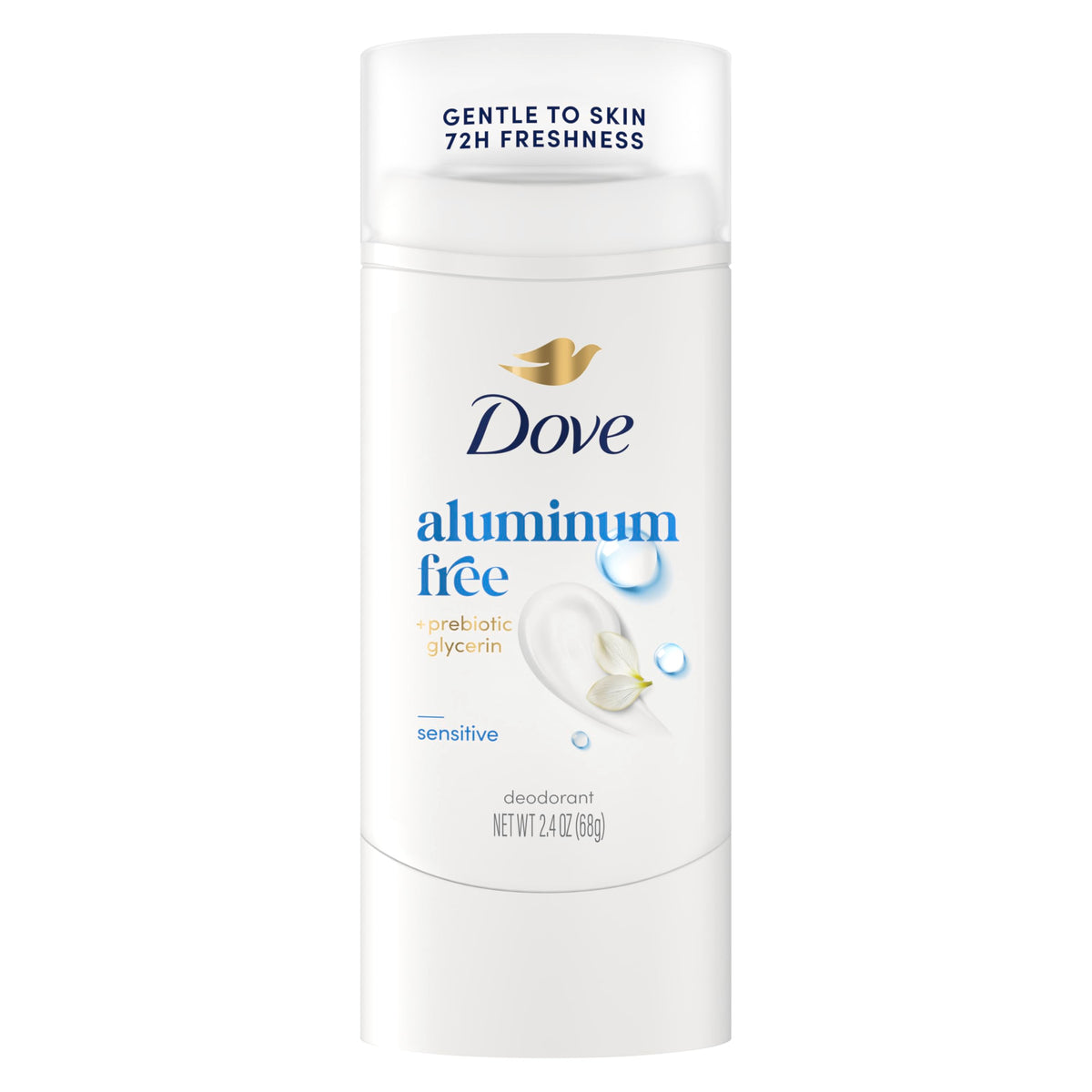 Dove front packaging showing brand and clean design, delivers gentle protection