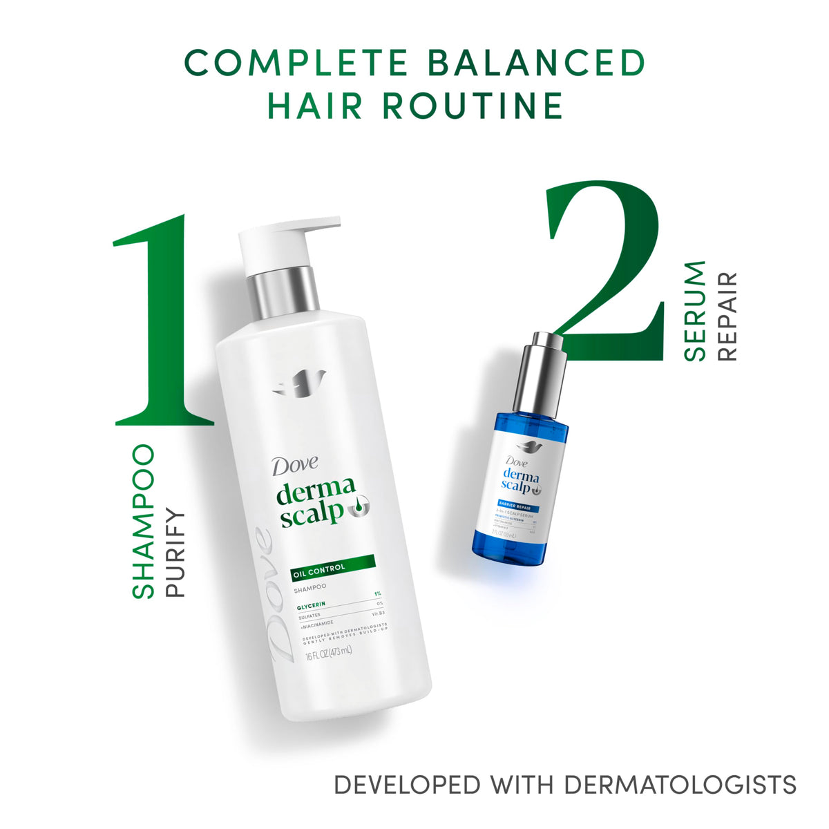 Dove Derma Scalp applied to parting on scalp illustrating precise coverage