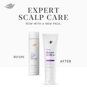 Dove Derma Scalp before and after comparison showing fuller-looking hair