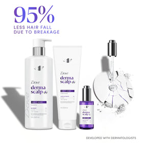 Dove Derma Scalp shampoo in hand for size and user-friendly dispense
