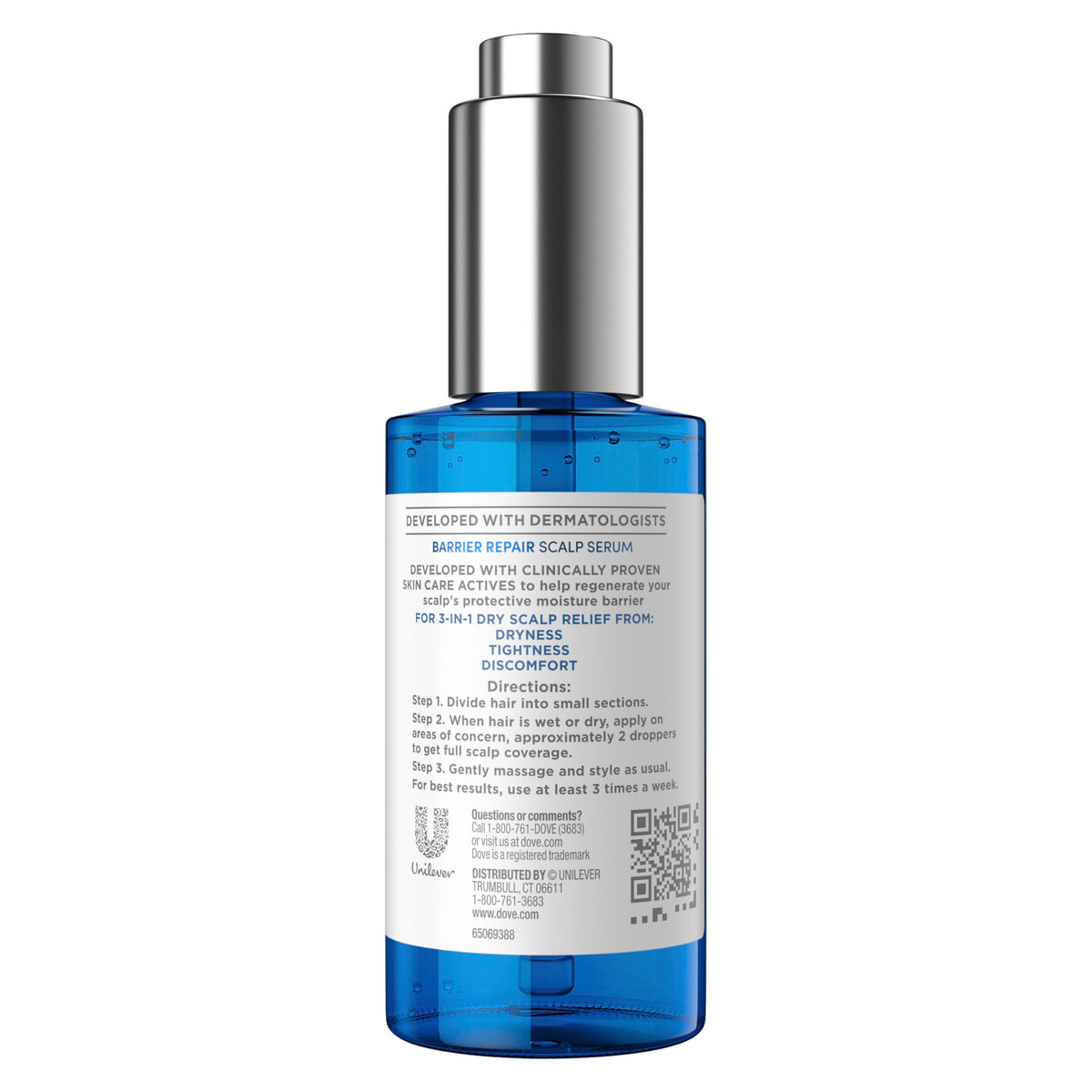 Dove Derma Scalp dropper applicator delivering targeted serum to scalp