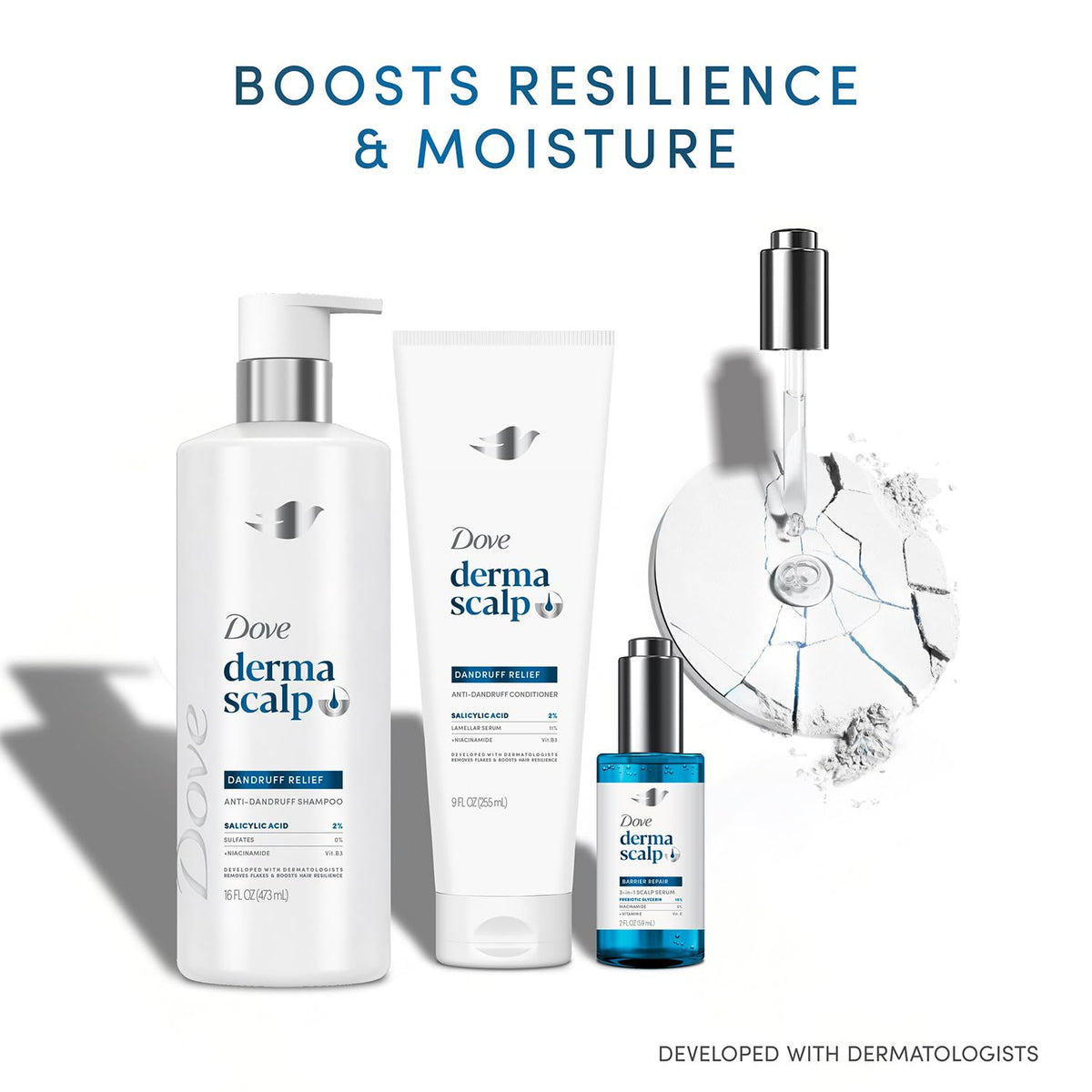 Dove bottles in hand for size comparison and travel‑friendly convenience benefit