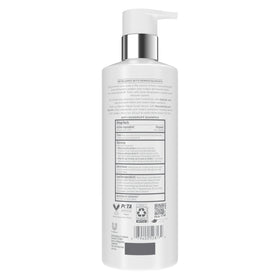 Close-up of Dove label and pump detailing active ingredients