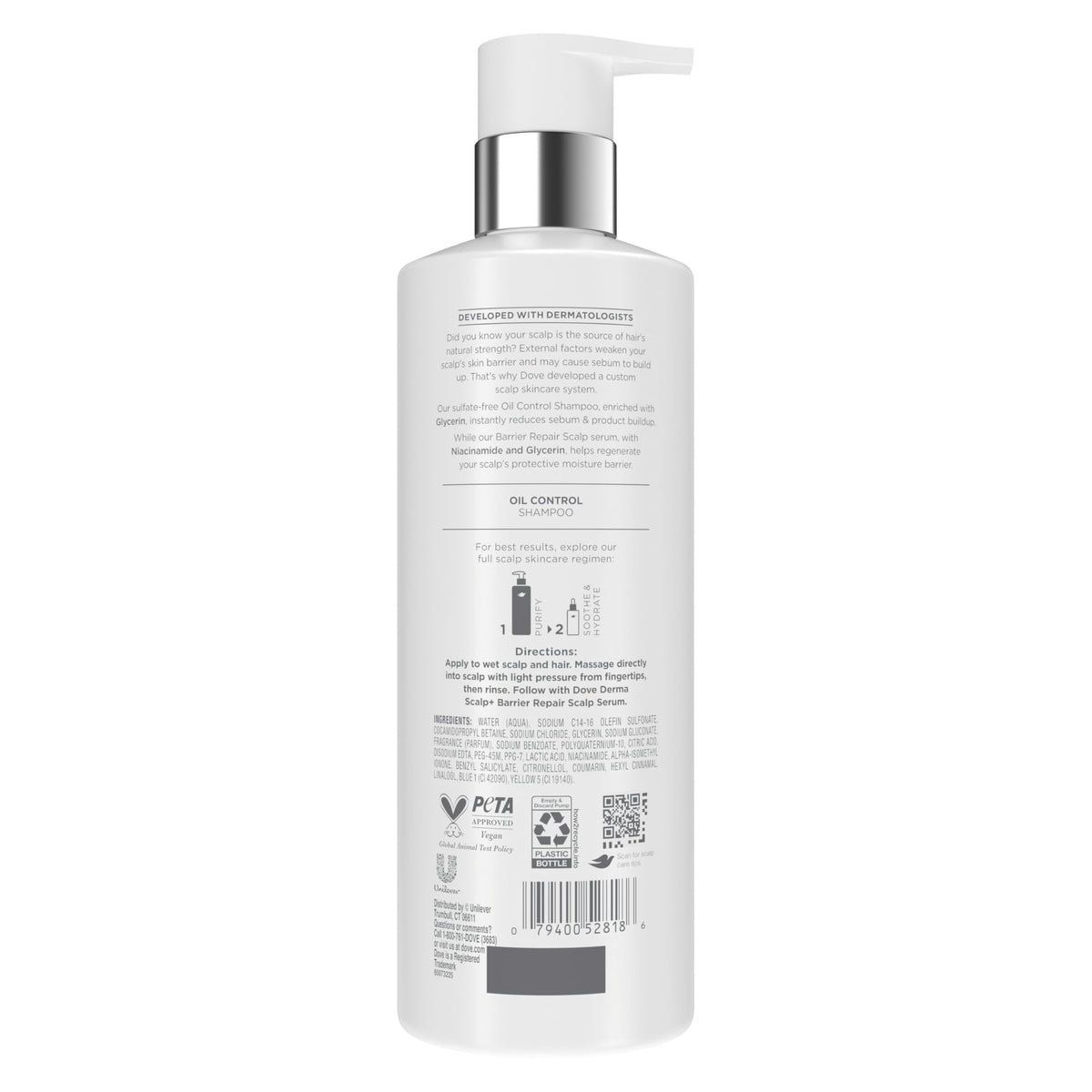 Dove pump close-up highlighting easy dispense and tidy shower convenience