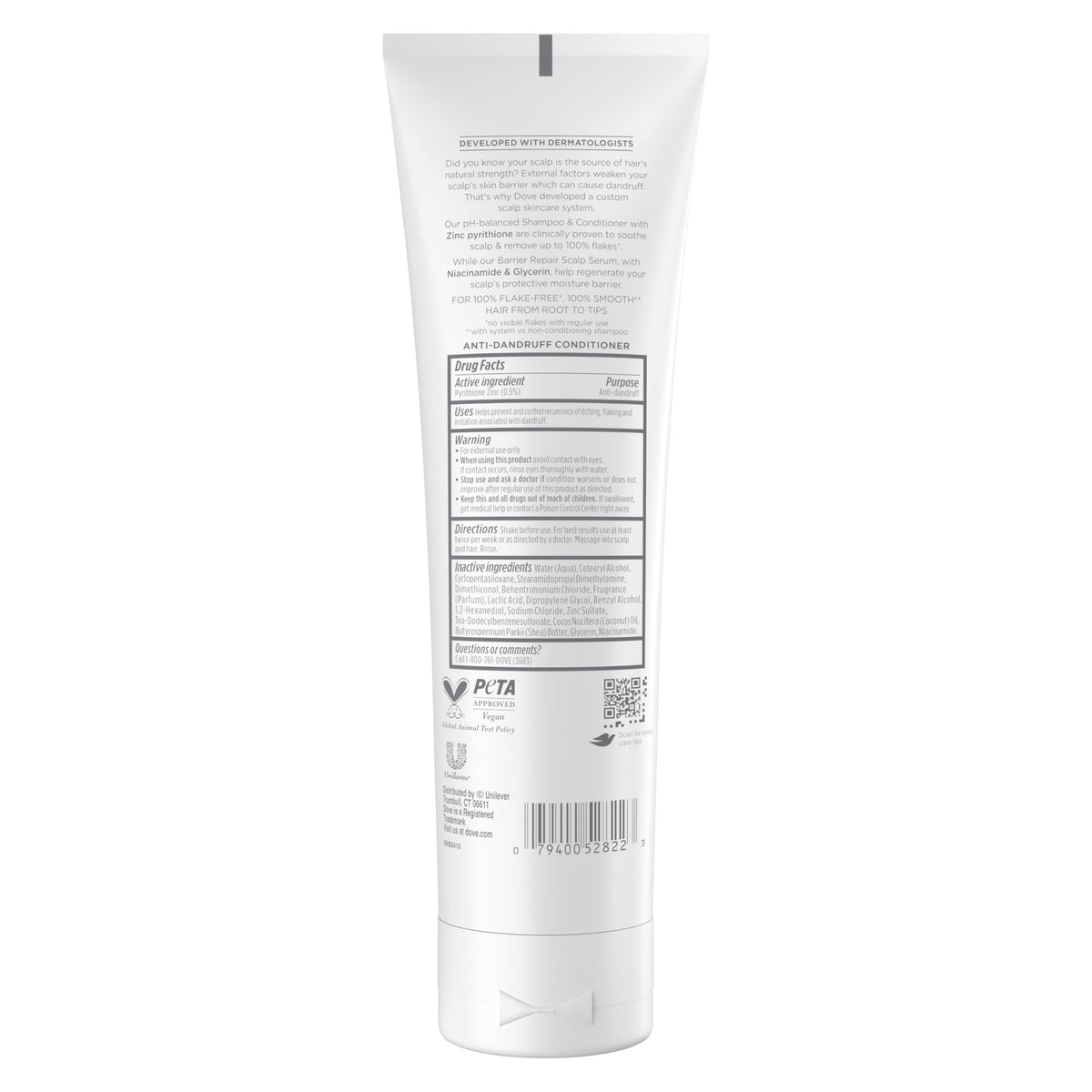 Dove derma scalp pump dispenser with clear label for easy application