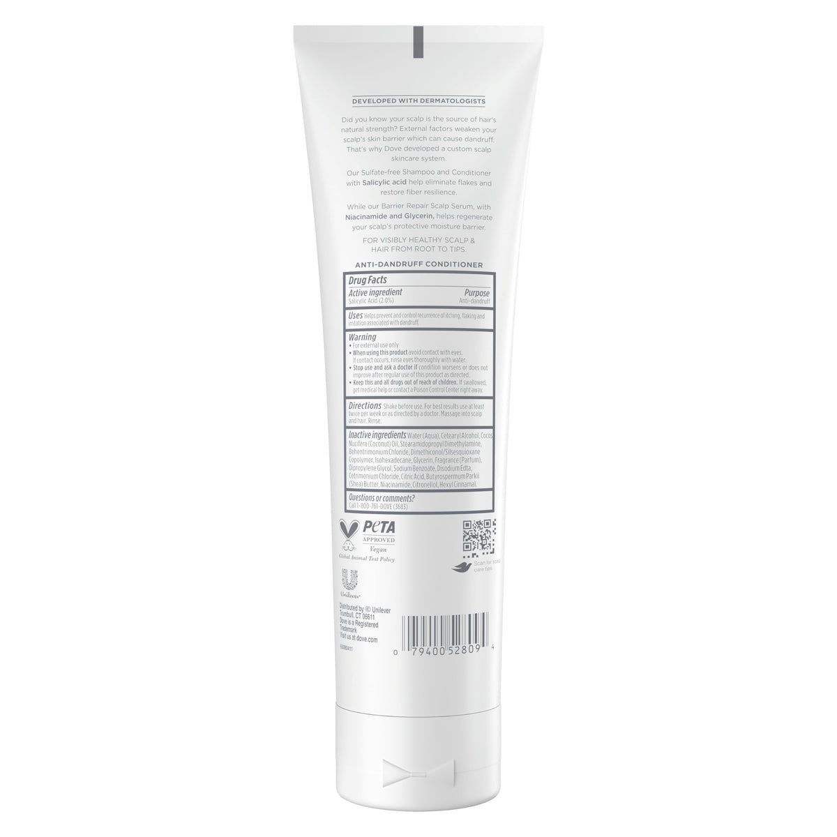 Dove Derma Scalp creamy conditioner texture close-up demonstrating smooth hydration