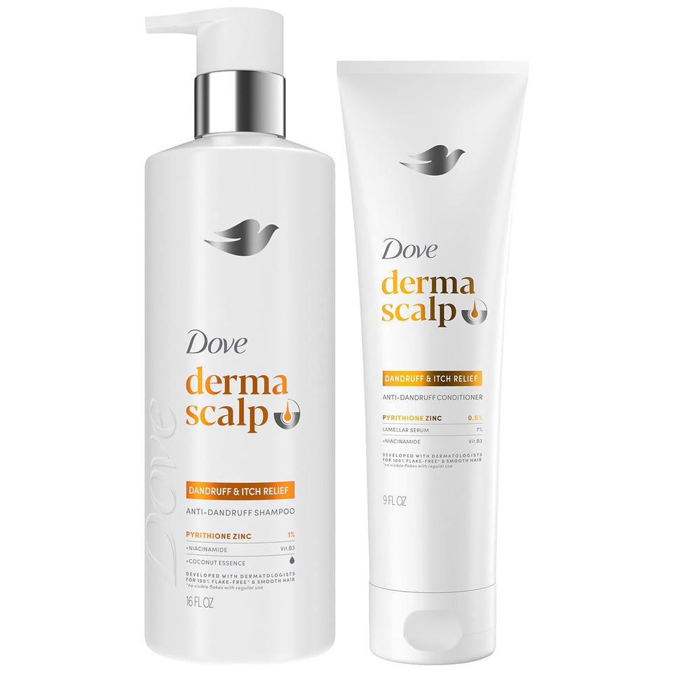 Dove DermaCare front packaging showing anti-dandruff benefit