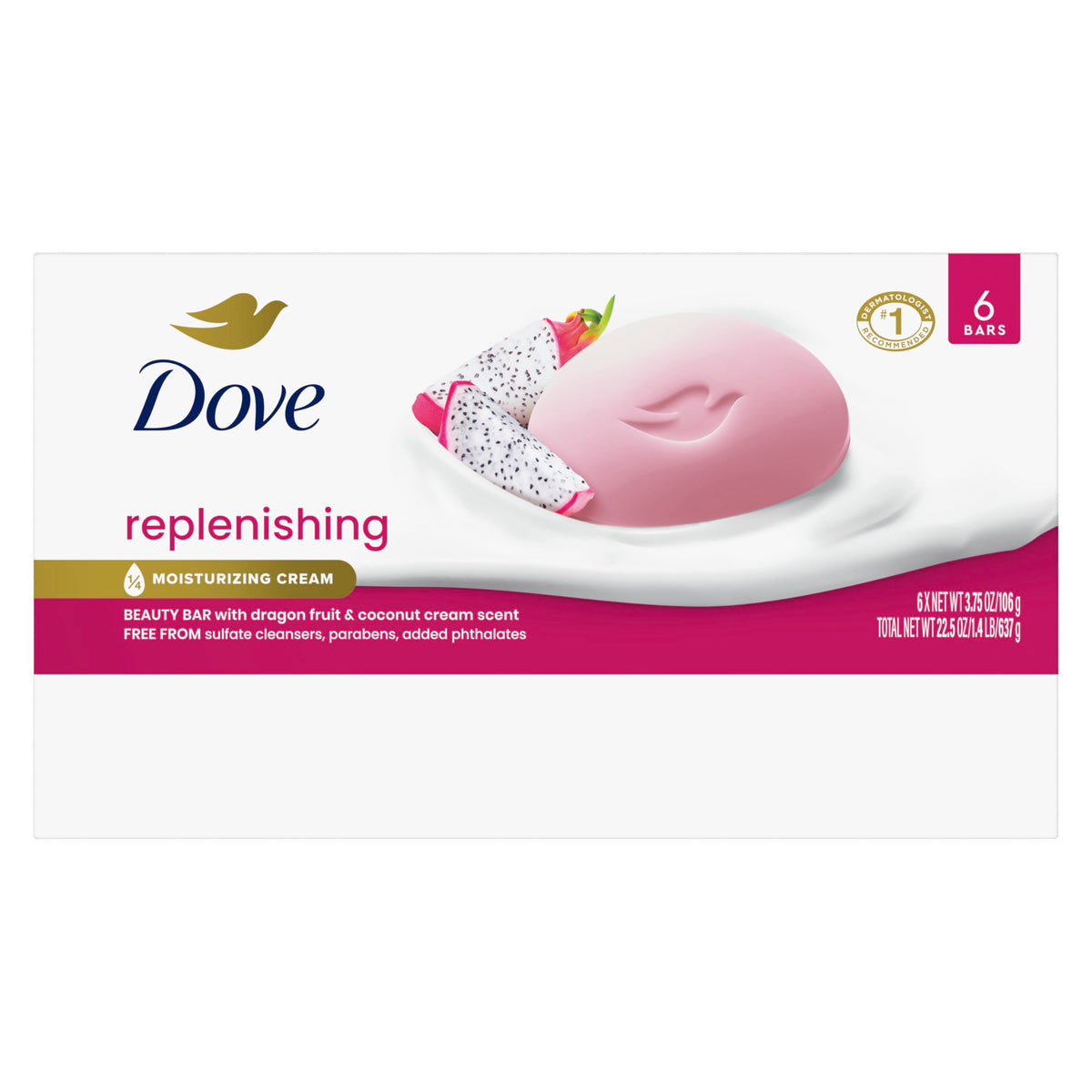 Close-up of Dove bar texture highlighting creamy lather and skin-softening