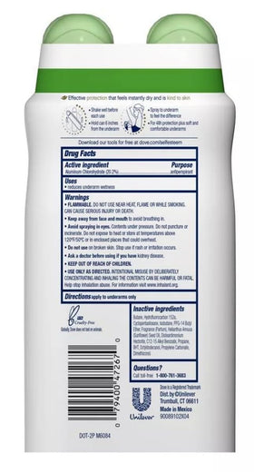 Dove close-up nozzle and mist texture illustrating fast-drying benefit
