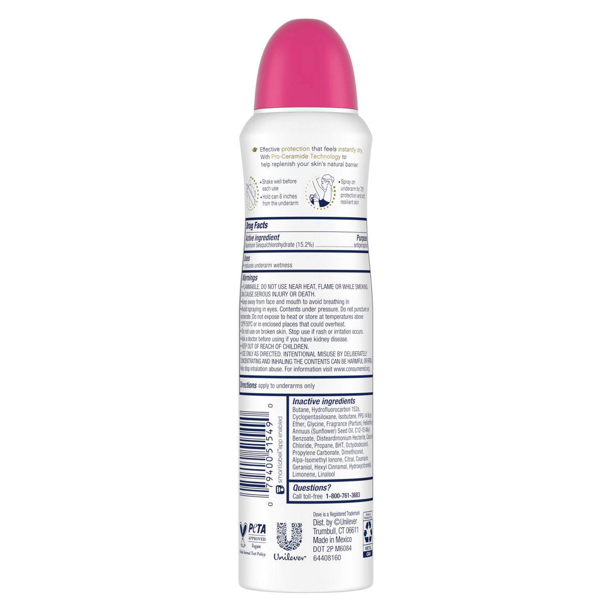 Dove nozzle close-up showing dry spray design for fast absorbency benefit