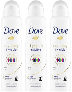 Dove dry spray front packaging showing product name and benefit