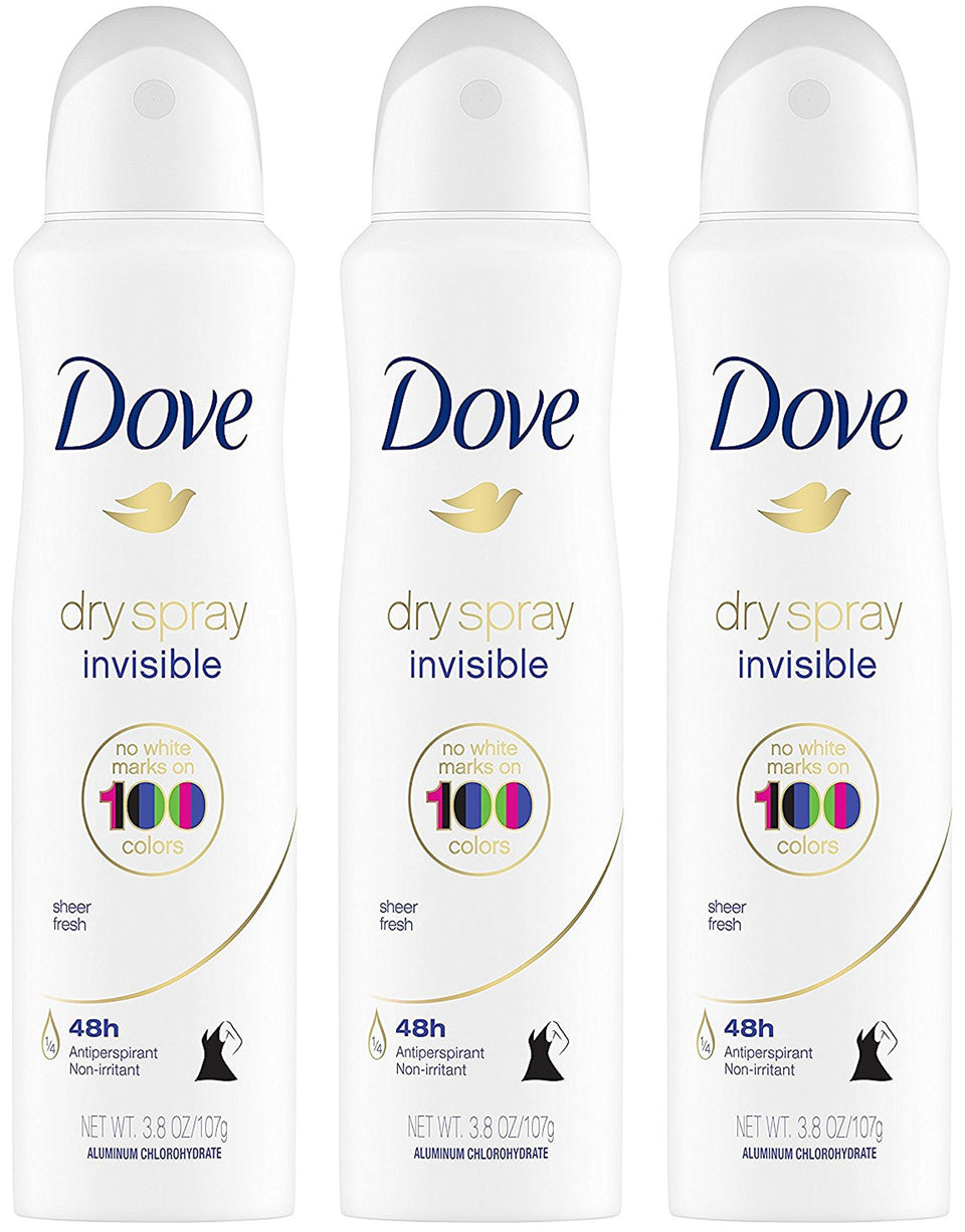 Dove dry spray front packaging showing product name and benefit