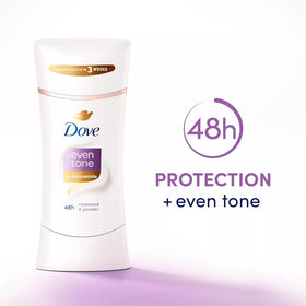Dove even tone application in use on underarm demonstrating even coverage