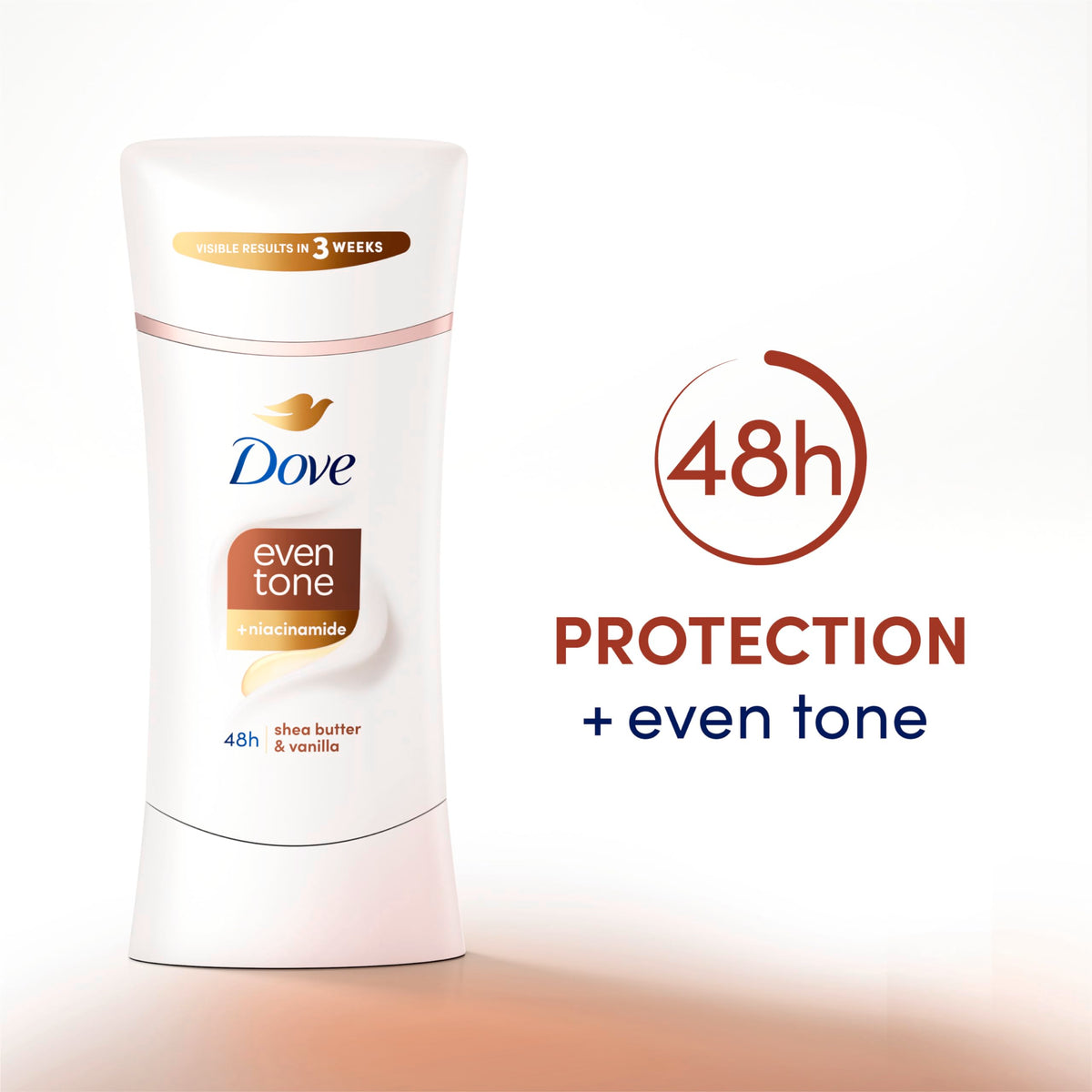 Dove applying antiperspirant to underarm, providing long-lasting sweat and odor protection