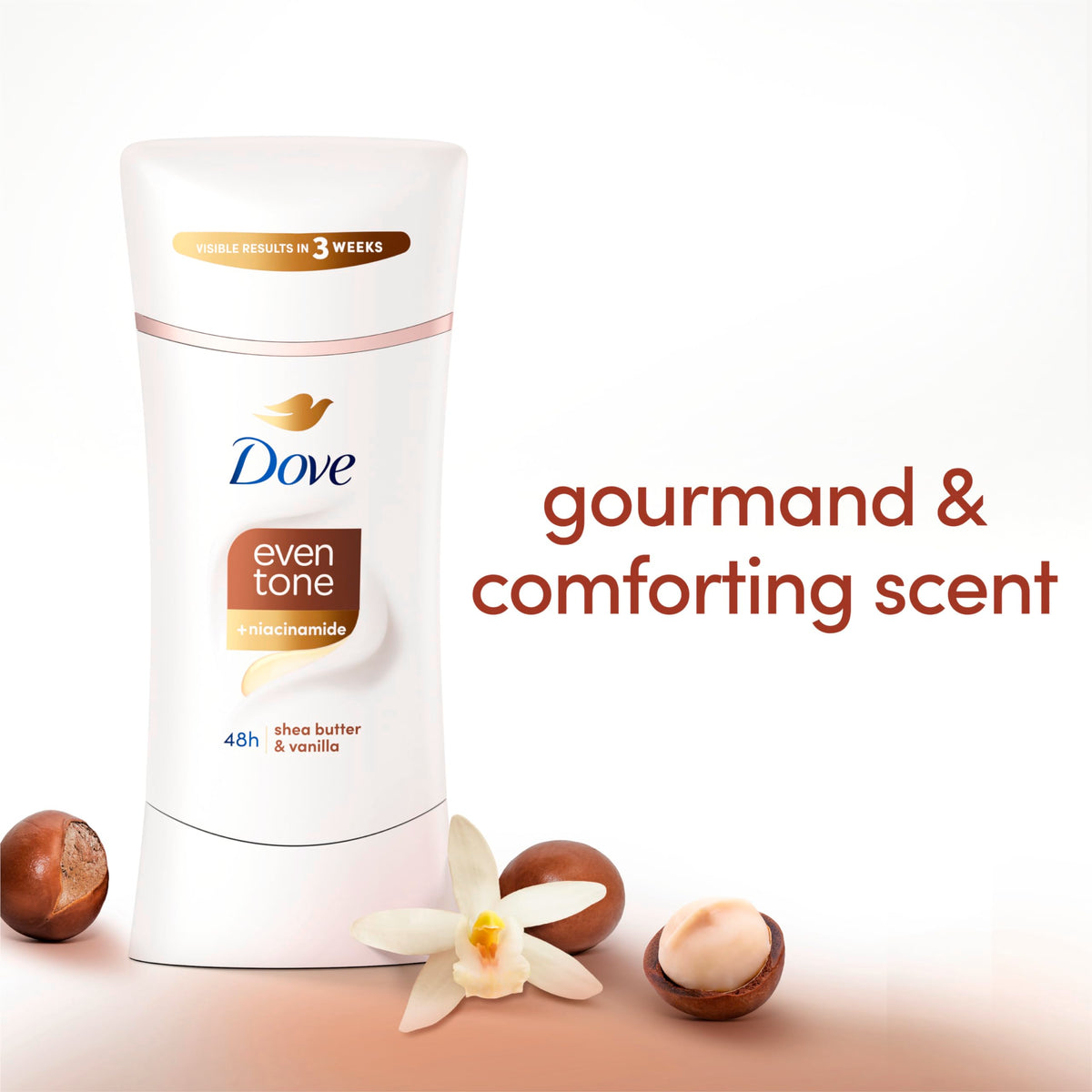 Dove close-up of stick texture, demonstrating smooth glide for gentle application