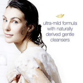 Dove in bathroom lifestyle with family-friendly gentle cleansing