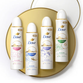 Dove floral styling with peony and rose, conveys subtle scent and premium fragrance benefit