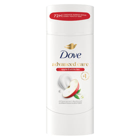 Dove front packaging showing apple and white tea, clarifying benefits of protection