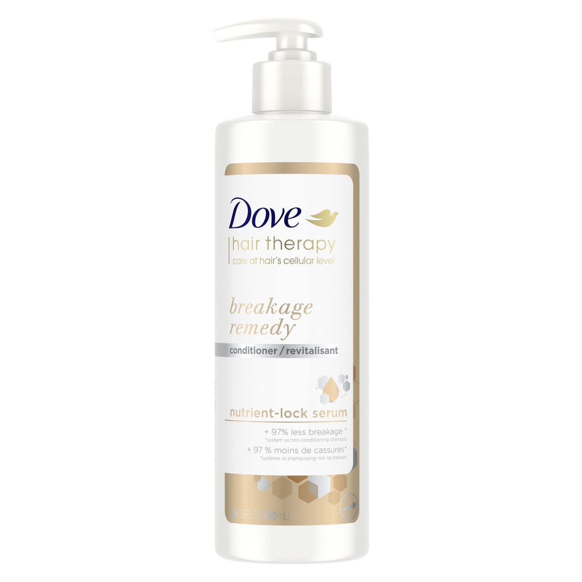 Dove front packaging showing product and strength benefits