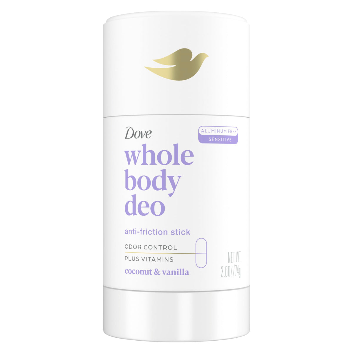 Dove front packaging coconut vanilla showing product and benefits